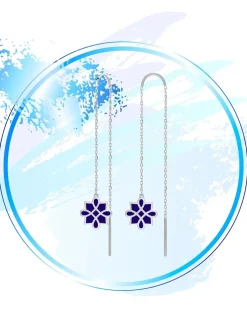 Boucles d'oreilles Harmonie Or blanc 375‰ et laque bleue SO OR