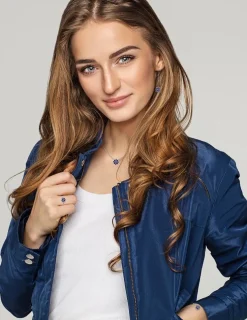 Boucles d'oreilles Harmonie Or blanc 375‰ et laque bleue SO OR