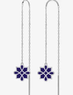 Boucles d'oreilles Harmonie Or blanc 375‰ et laque bleue SO OR