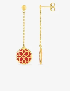 Boucles d'oreilles Harmonie Or jaune 375‰ et laque corail SO OR