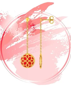 Boucles d'oreilles Harmonie Or jaune 375‰ et laque corail SO OR