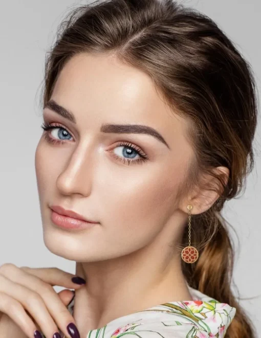 Boucles d'oreilles Harmonie Or jaune 375‰ et laque corail SO OR