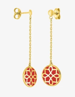 Boucles d'oreilles Harmonie Or jaune 375‰ et laque corail SO OR