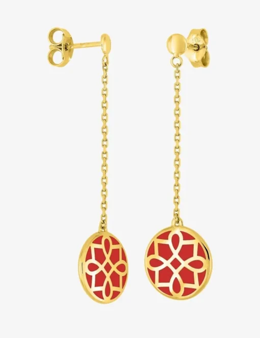 Boucles d'oreilles Harmonie Or jaune 375‰ et laque corail SO OR
