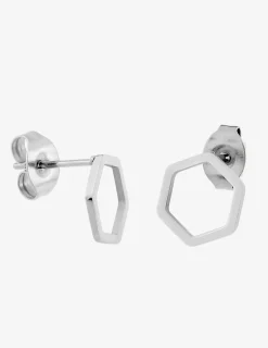 Boucles d'oreilles hexagone acier SO OR
