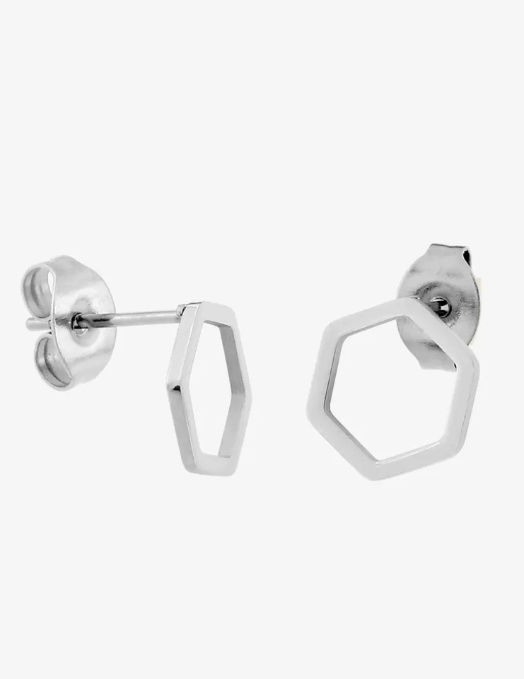 Boucles d'oreilles hexagone acier SO OR