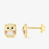 Boucles d'oreilles hibou or jaune 375‰ et laque SO OR