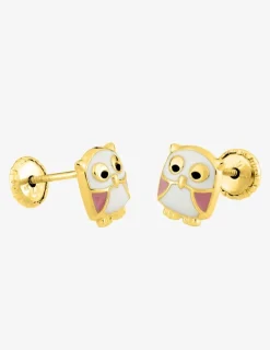 Boucles d'oreilles hibou or jaune 375‰ et laque SO OR