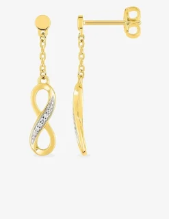 Boucles d'oreilles infini bicolore et chaîne forçat plaqué or, rhodium et oxyde de zirconium SO OR