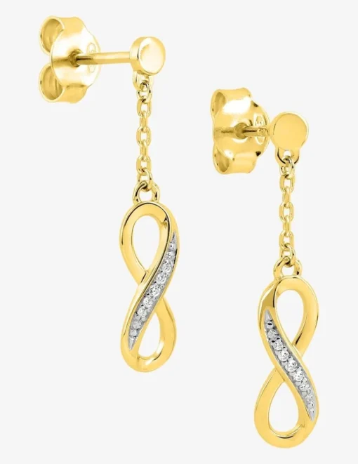 Boucles d'oreilles infini bicolore et chaîne forçat plaqué or, rhodium et oxyde de zirconium SO OR