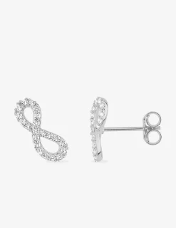 Boucles d'oreilles infinies en or blanc 375‰ et oxyde de zirconium SO OR