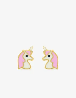 Boucles d'oreilles licorne or jaune 375‰ et laque SO OR
