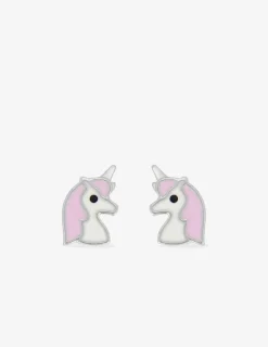 Boucles d'oreilles licornes argent 925 ‰ laque rose et blanc SO OR