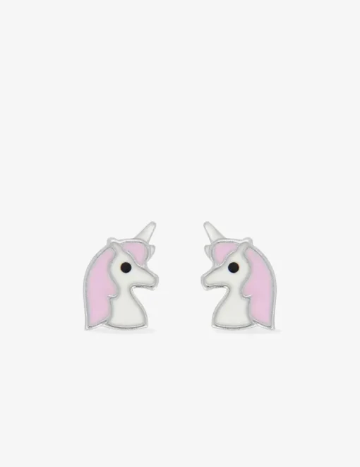Boucles d'oreilles licornes argent 925 ‰ laque rose et blanc SO OR