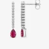 Boucles d'oreilles ligne argent 925‰ rhodié et oxyde de zirconium rouge poire SO OR