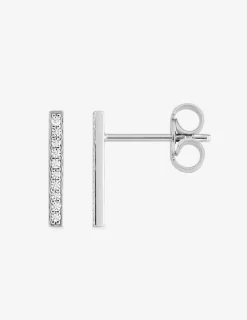 Boucles d'oreilles ligne argent 925‰ rhodié et oxydes de zirconium SO OR