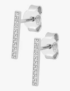 Boucles d'oreilles ligne argent 925‰ rhodié et oxydes de zirconium SO OR