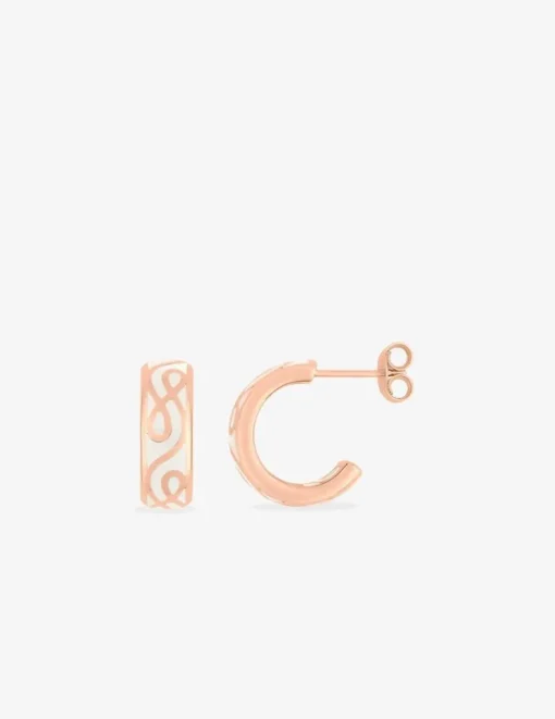 Boucles d'oreilles Lorever Or rose 375‰ et laque ivoire SO OR
