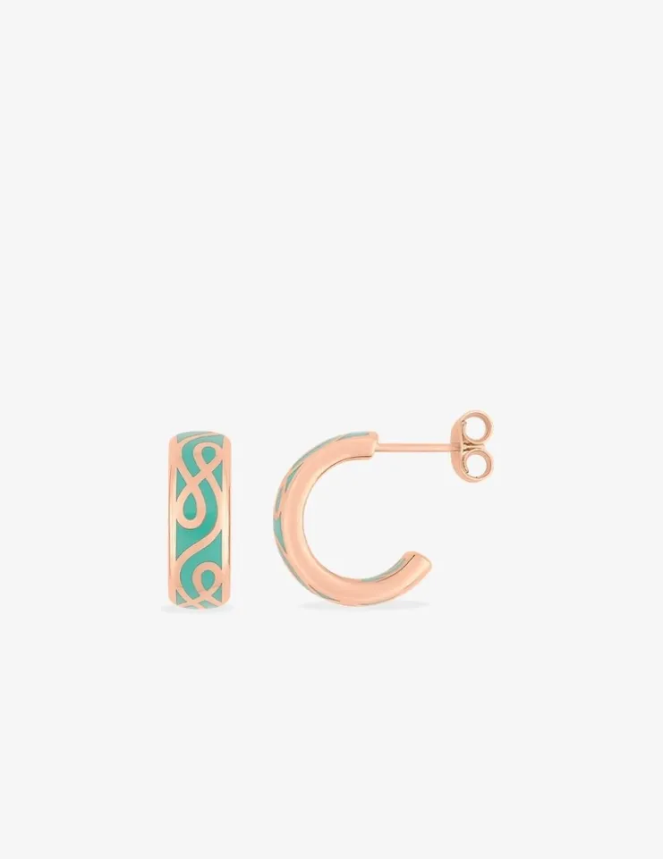 Boucles d'oreilles Lorever Or rose 375‰ et laque verte aqua SO OR