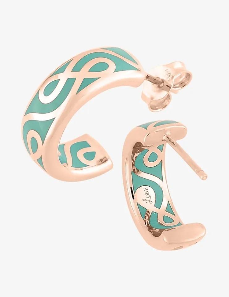 Boucles d'oreilles Lorever Or rose 375‰ et laque verte aqua SO OR