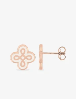 Boucles d'oreilles Lorever Or rose 375‰, motif laque ivoire SO OR