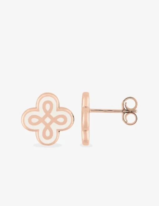 Boucles d'oreilles Lorever Or rose 375‰, motif laque ivoire SO OR