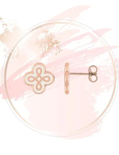 Boucles d'oreilles Lorever Or rose 375‰, motif laque ivoire SO OR