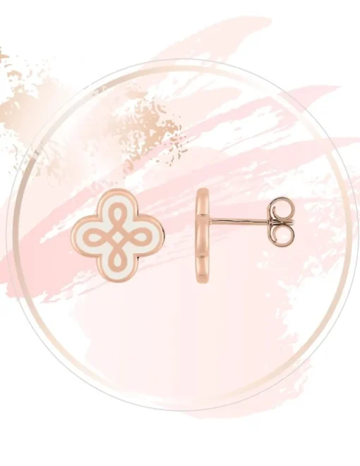 Boucles d'oreilles Lorever Or rose 375‰, motif laque ivoire SO OR