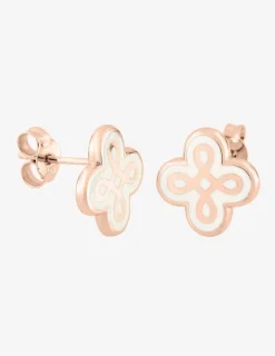 Boucles d'oreilles Lorever Or rose 375‰, motif laque ivoire SO OR