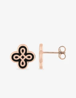 Boucles d'oreilles Lorever Or rose 375‰, motif laque noir de Jais SO OR