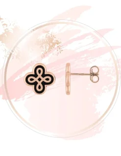 Boucles d'oreilles Lorever Or rose 375‰, motif laque noir de Jais SO OR
