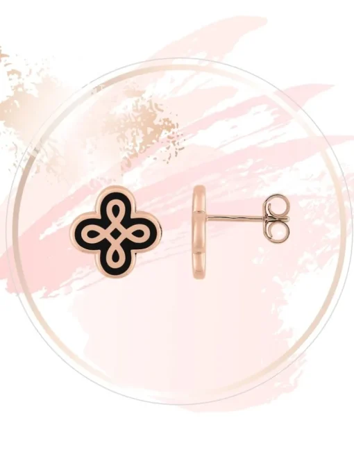 Boucles d'oreilles Lorever Or rose 375‰, motif laque noir de Jais SO OR
