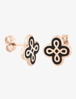 Boucles d'oreilles Lorever Or rose 375‰, motif laque noir de Jais SO OR
