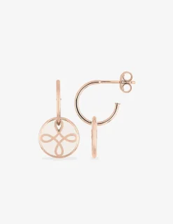 Boucles d'oreilles Lorever Or rose 375‰, motif jeton laque ivoire SO OR