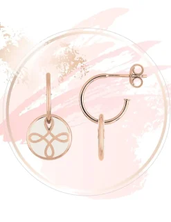 Boucles d'oreilles Lorever Or rose 375‰, motif jeton laque ivoire SO OR