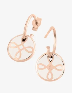 Boucles d'oreilles Lorever Or rose 375‰, motif jeton laque ivoire SO OR