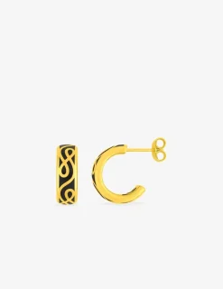Boucles d'oreilles Lorever Or jaune 375‰ et laque noir de jais SO OR