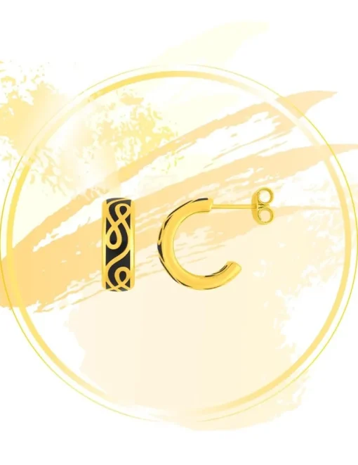 Boucles d'oreilles Lorever Or jaune 375‰ et laque noir de jais SO OR