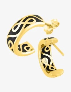 Boucles d'oreilles Lorever Or jaune 375‰ et laque noir de jais SO OR