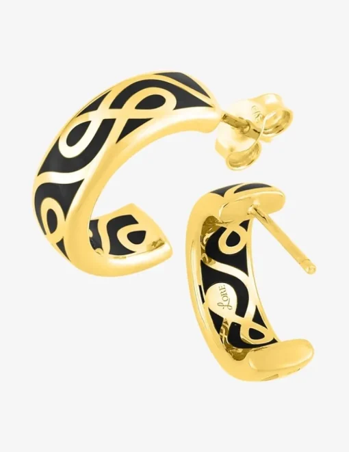 Boucles d'oreilles Lorever Or jaune 375‰ et laque noir de jais SO OR
