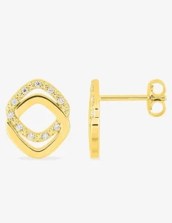 Boucles d'oreilles losanges en plaqué or avec oxydes de zirconium SO OR