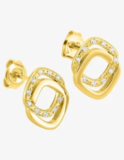 Boucles d'oreilles losanges en plaqué or avec oxydes de zirconium SO OR