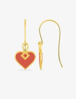 Boucles d'oreilles Lucky Or jaune 375‰ et laque corail SO OR