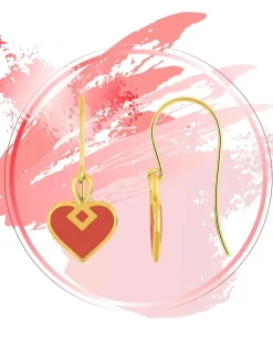 Boucles d'oreilles Lucky Or jaune 375‰ et laque corail SO OR