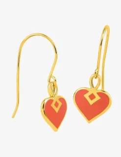 Boucles d'oreilles Lucky Or jaune 375‰ et laque corail SO OR