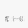 Boucles d'oreilles lune or blanc 375‰ et oxydes de zirconium SO OR