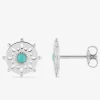 Boucles d'oreilles mandala argent 925‰ rhodié et laque turquoise SO OR
