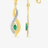 Boucles d'oreilles émeraude pendantes en or 375‰ SO OR