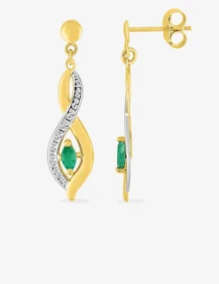 Boucles d'oreilles émeraude pendantes en or 375‰ SO OR