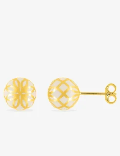 Boucles d'oreilles Mélodie Or jaune 375‰ et laque ivoire SO OR